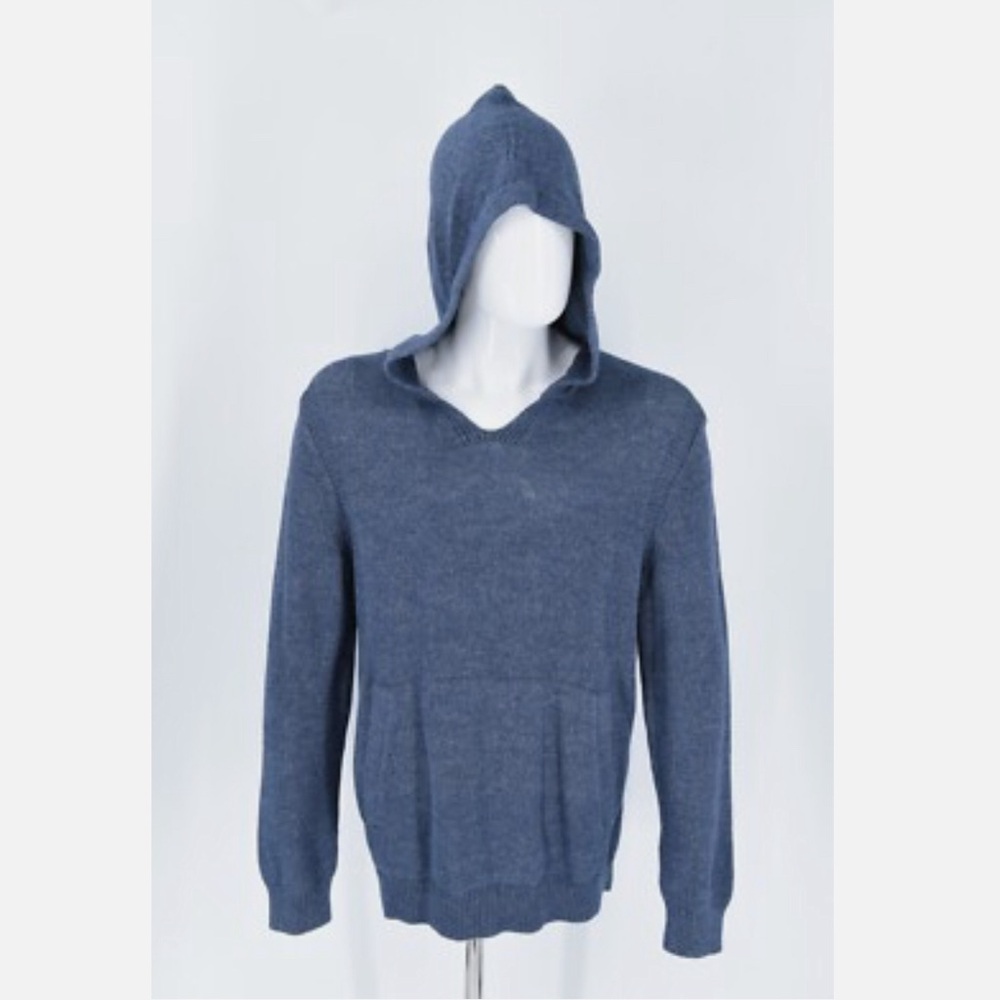 Banana Republic Men's V-Neck Hooded Sweater in Blue